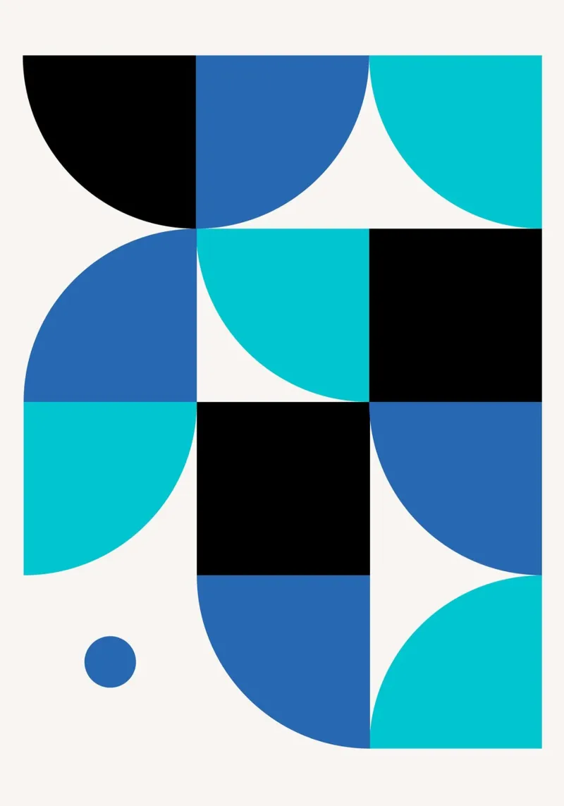 Geometrische abstractie: Blauw & Zwart Moderne Kunstdruk canvas van NorwesClub