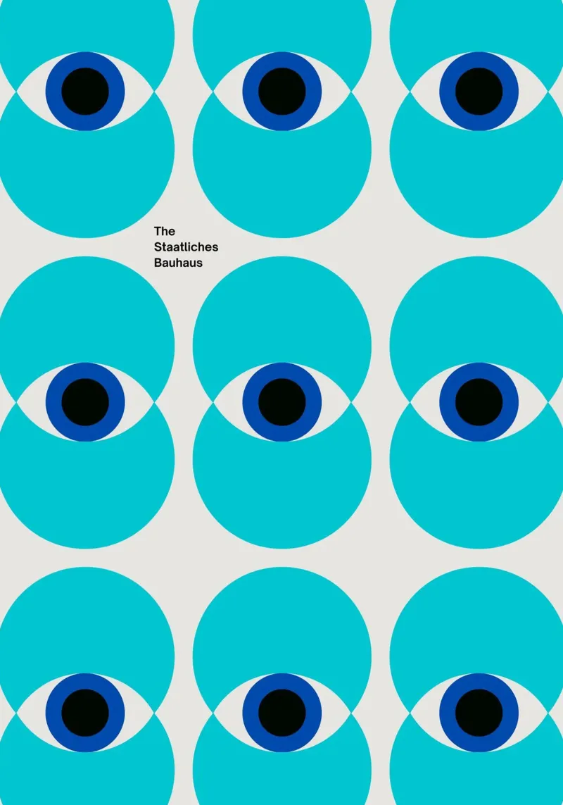 Bauhaus Eyes: Geometric Abstract, Teal Modernism Trend Art canvas with Floater frame by NorwesClub