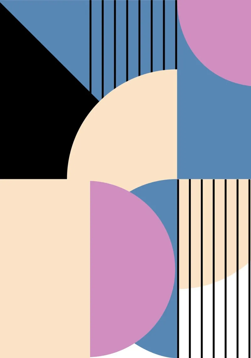 Bauhaus Geometric: Abstract Color Blocks & Lines, Modern Art hahnemühle by NorwesClub