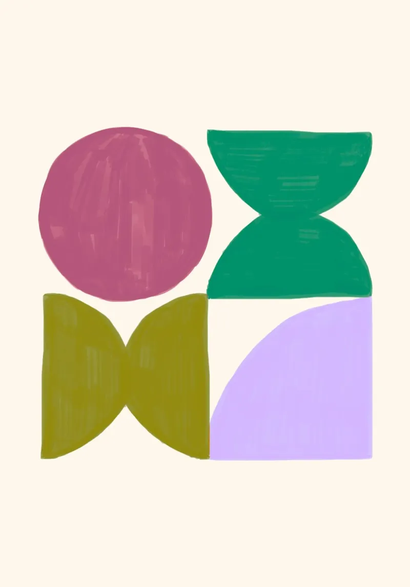 Whimsical Geometry: Abstract Shapes, Modern Organic Art Prin hahnemühle by NorwesClub