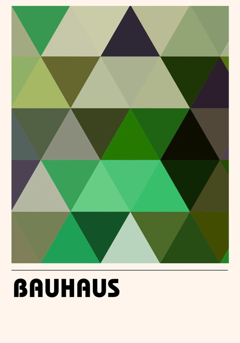 Bauhaus Evergreen: Geometrische Dreiecke, Grün und erdiger Trend Leinwand von NorwesClub