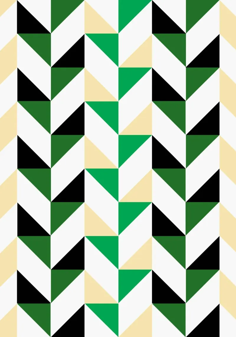Zigzag Rhythm: Geometric Chevron, Green & Black Abstract Art canvas by NorwesClub