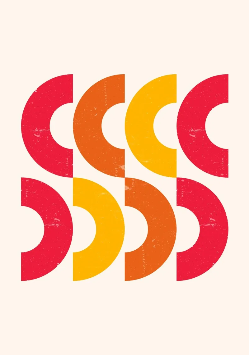 Archi retrò: Arte moderna geometrica astratta, rossa e arancione poster da NorwesClub