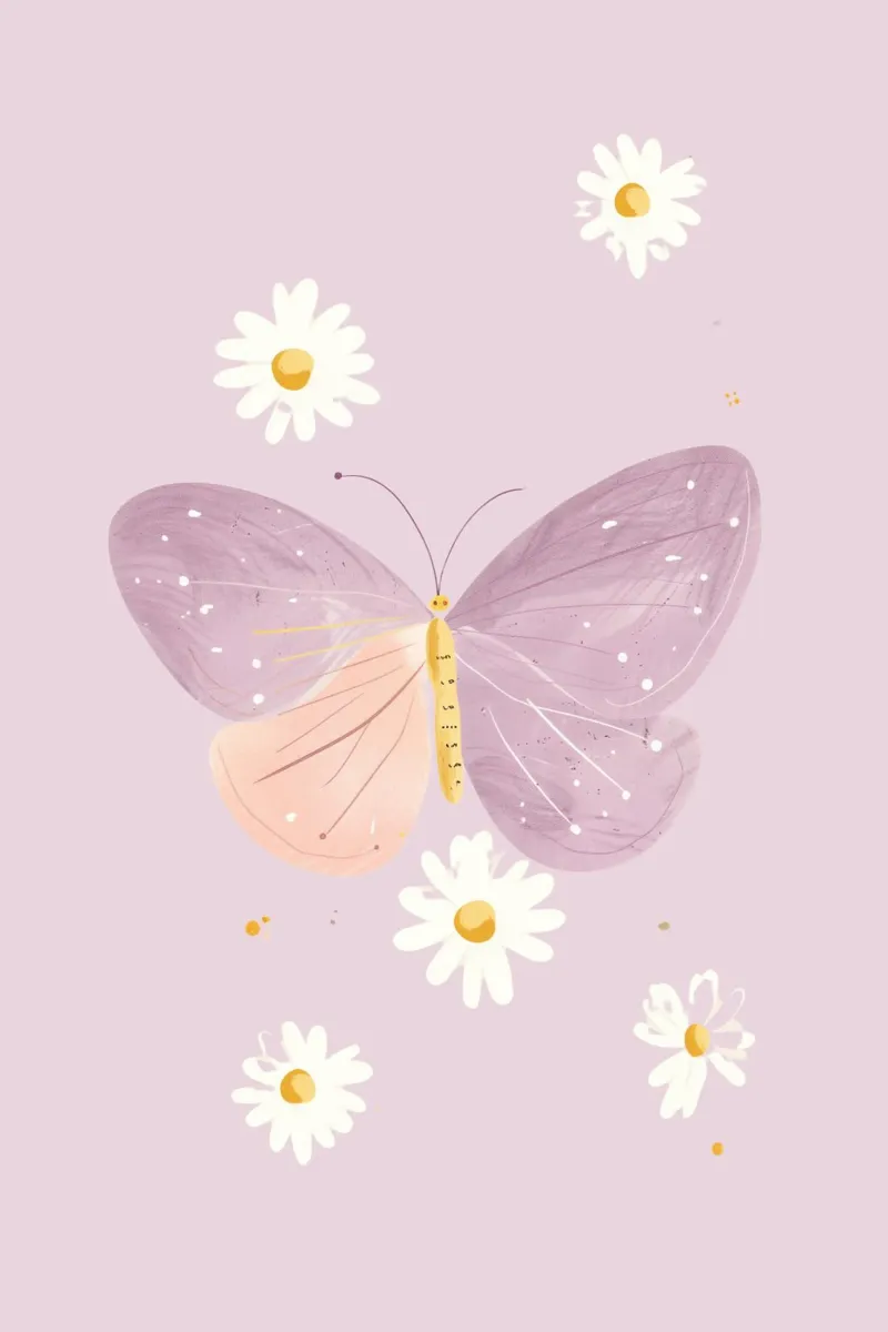 Butterfly Print, Pastel Art, Daisy Print hahnemühle by Little Lola