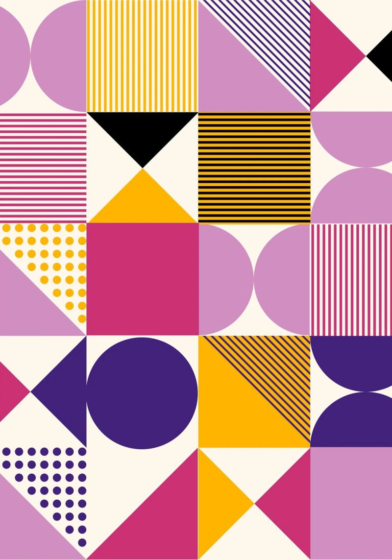 Bauhaus Mosaic: Geometric Abstract, Vibrant & Trendy Pattern canvas by NorwesClub