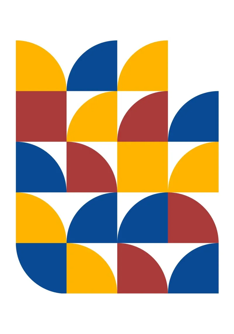 Bauhaus Primary: Geometric Abstract, Bold Color Block Art canvas by NorwesClub