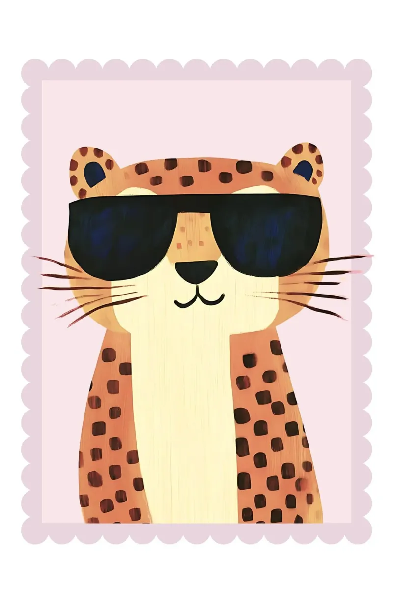 Cheetah Print, Cheetah with Sunglasses, Nursery Wall Art canvas with Floater frame by Little Lola
