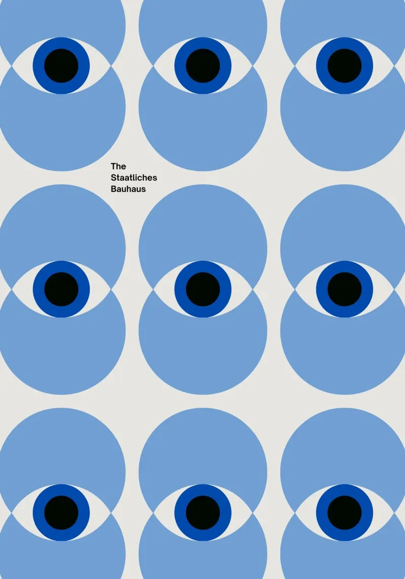 Bauhaus Oogpatroon: Geometrisch Abstract, Blauw Modernisme Tren canvas met Baklijst van NorwesClub