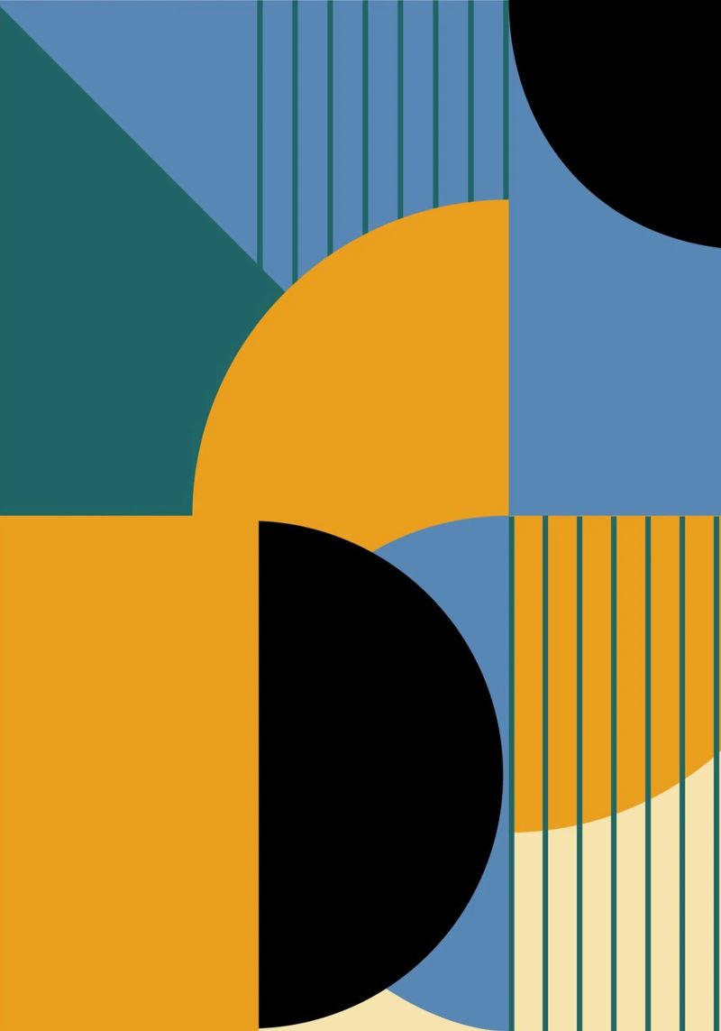 Blocs de couleurs Bauhaus : Abstraction géométrique, art moderne tendance poster de NorwesClub