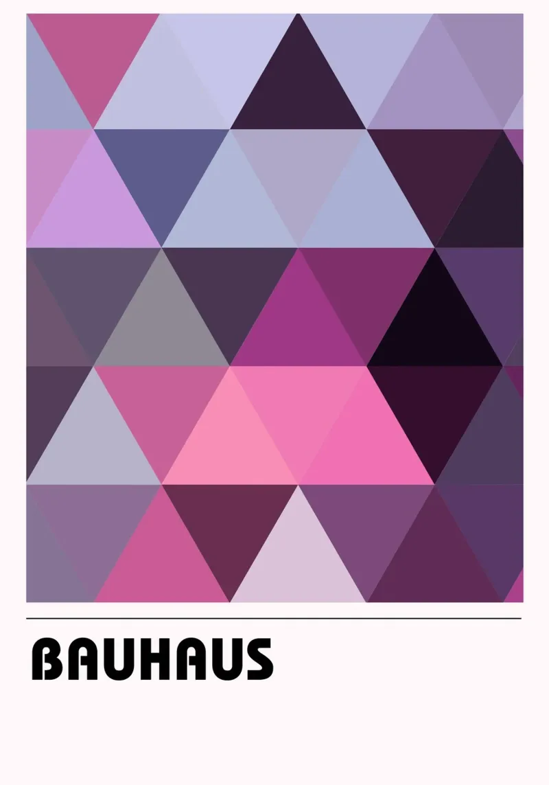 Bauhaus Lilac: Geometric Triangle Pattern, Modern Pink Art alu-dibond by NorwesClub
