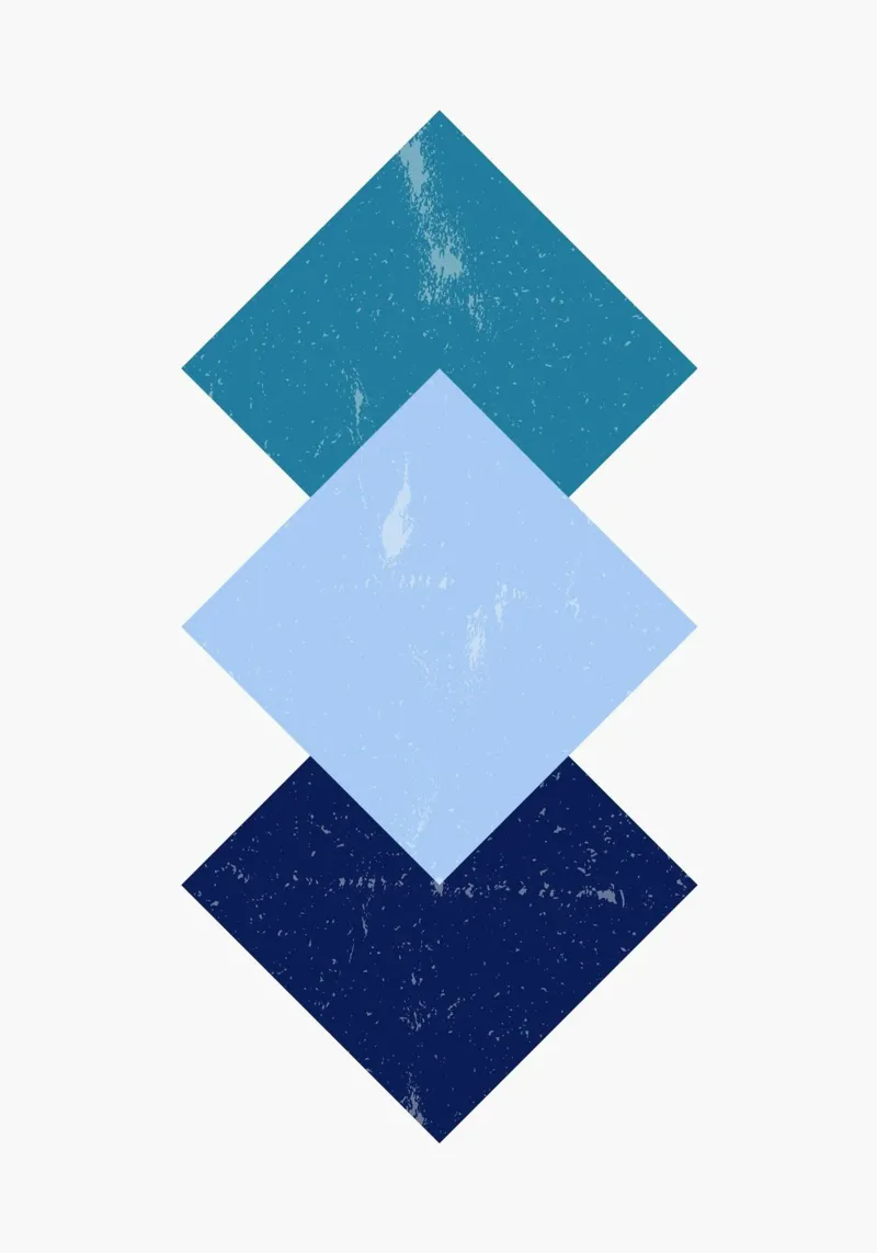 Blue Diamonds: Geometric Abstract, Textured Minimalist Art canvas by NorwesClub