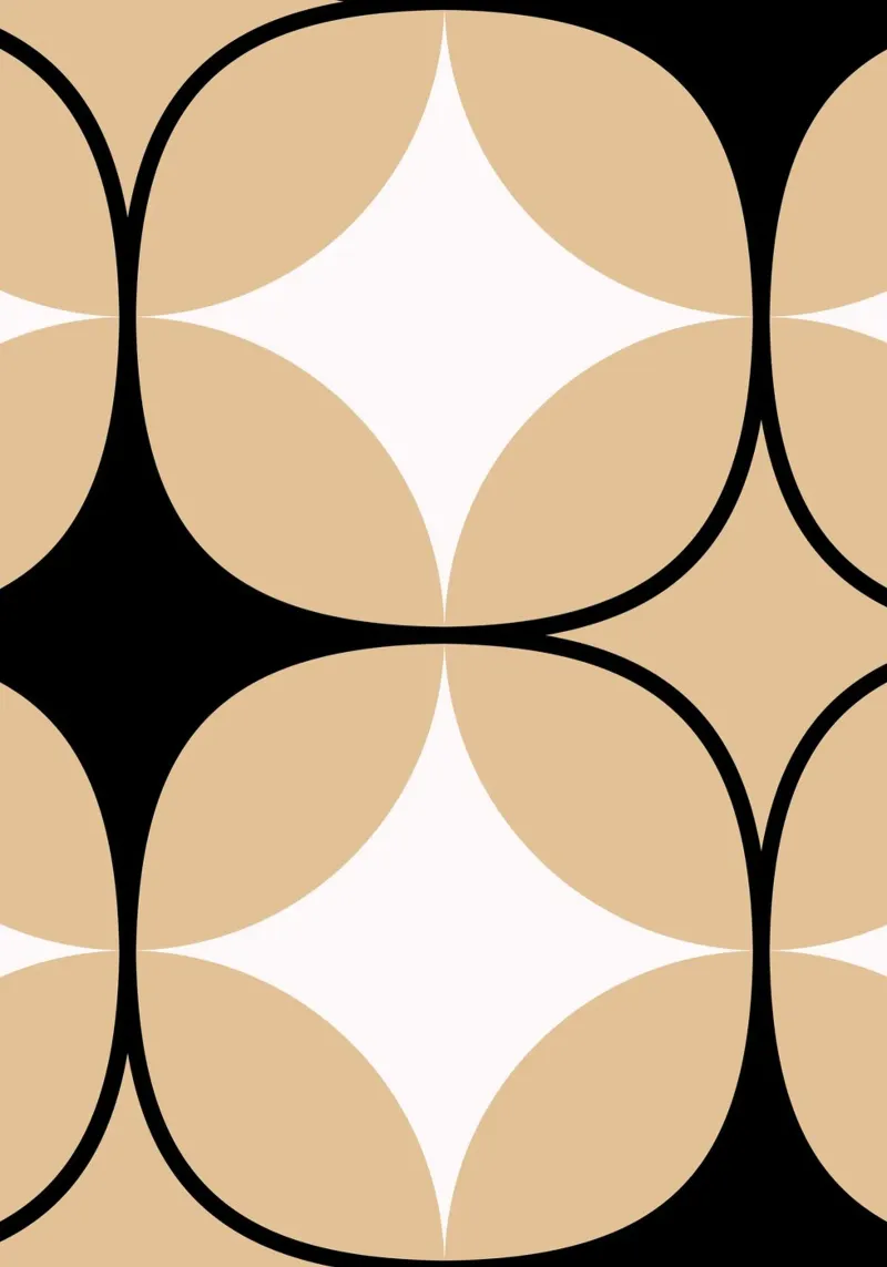 Op Art Cirkels: Geometrisch Abstract, Beige Zwart & Wit Tren canvas met Baklijst van NorwesClub