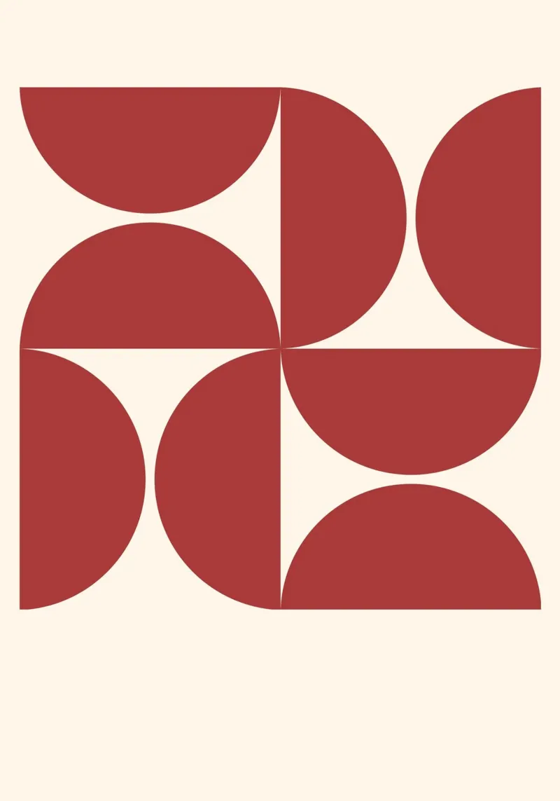 Archi rosso rubino: Arte geometrica, astratta e di tendenza di metà secolo carta hahnemühle da NorwesClub