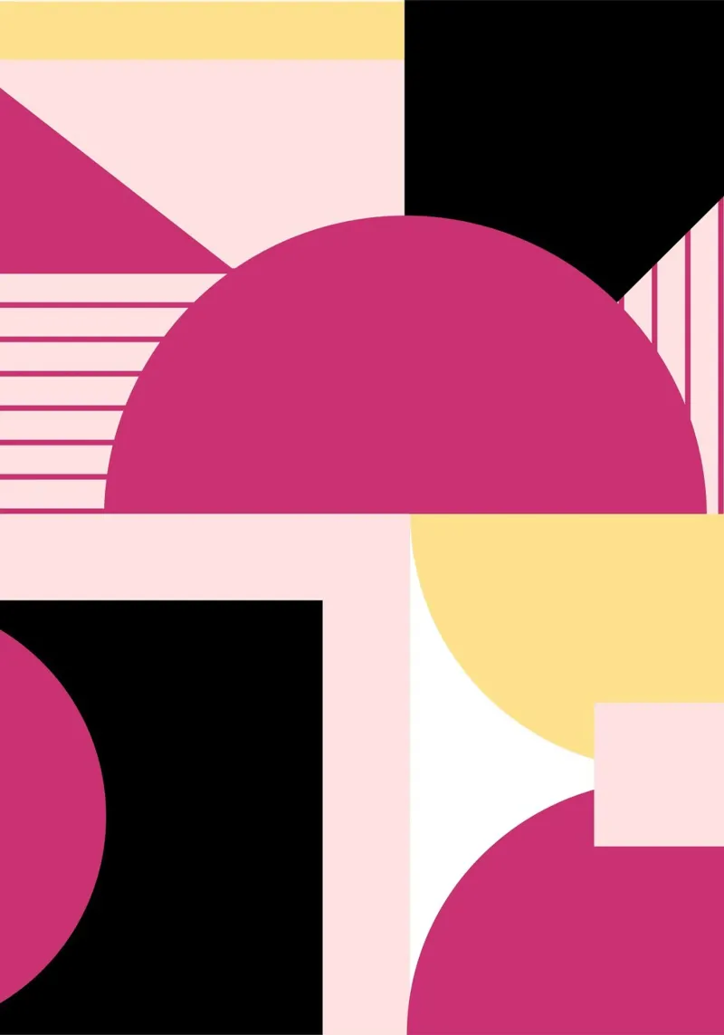 Geometric Pop: Pink & Black Abstract, Modern Trend Art Print hahnemühle de NorwesClub