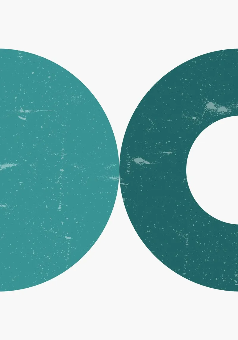 Abstracte cirkels: Textuur groenblauw & blauw, minimalistische moderne ar canvas van NorwesClub