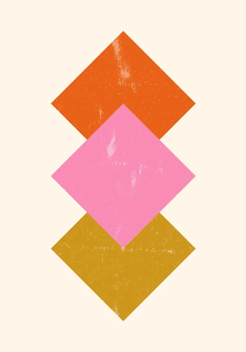 Diamanti di terra: Stampa d'arte geometrica e strutturata di metà secolo poster con telaio in plastica da NorwesClub