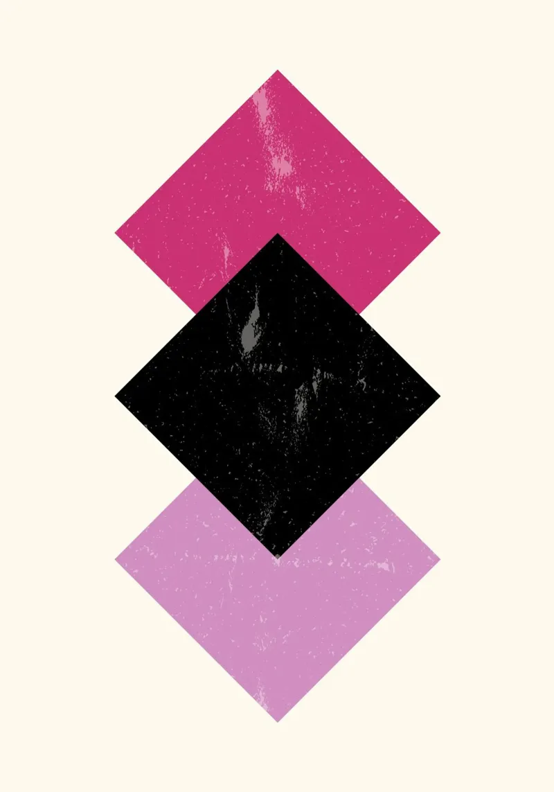 Abstracte ruiten: Roze & Zwart, Textuur Moderne Kunst canvas met Baklijst van NorwesClub