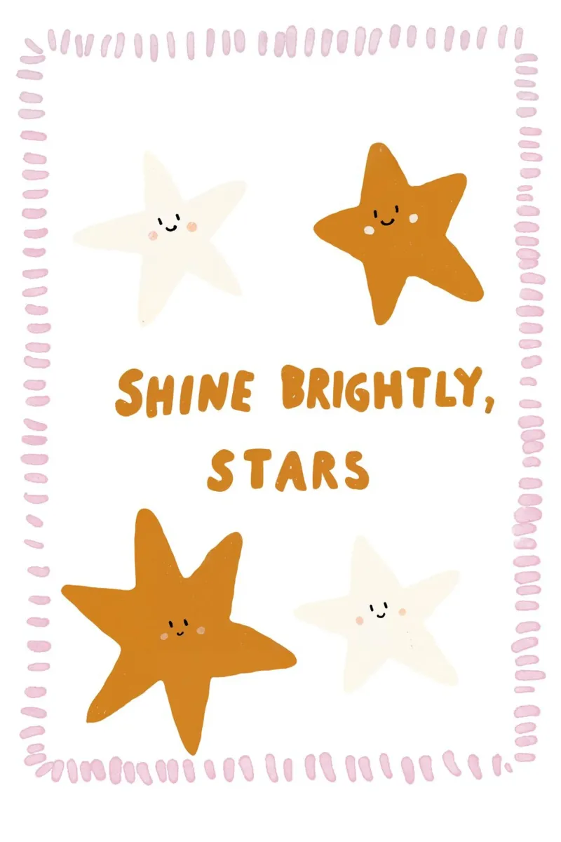 Stampa di stelle, arte per la cameretta dei bambini, stampa Boho per bambini poster con telaio in legno da Little Lola