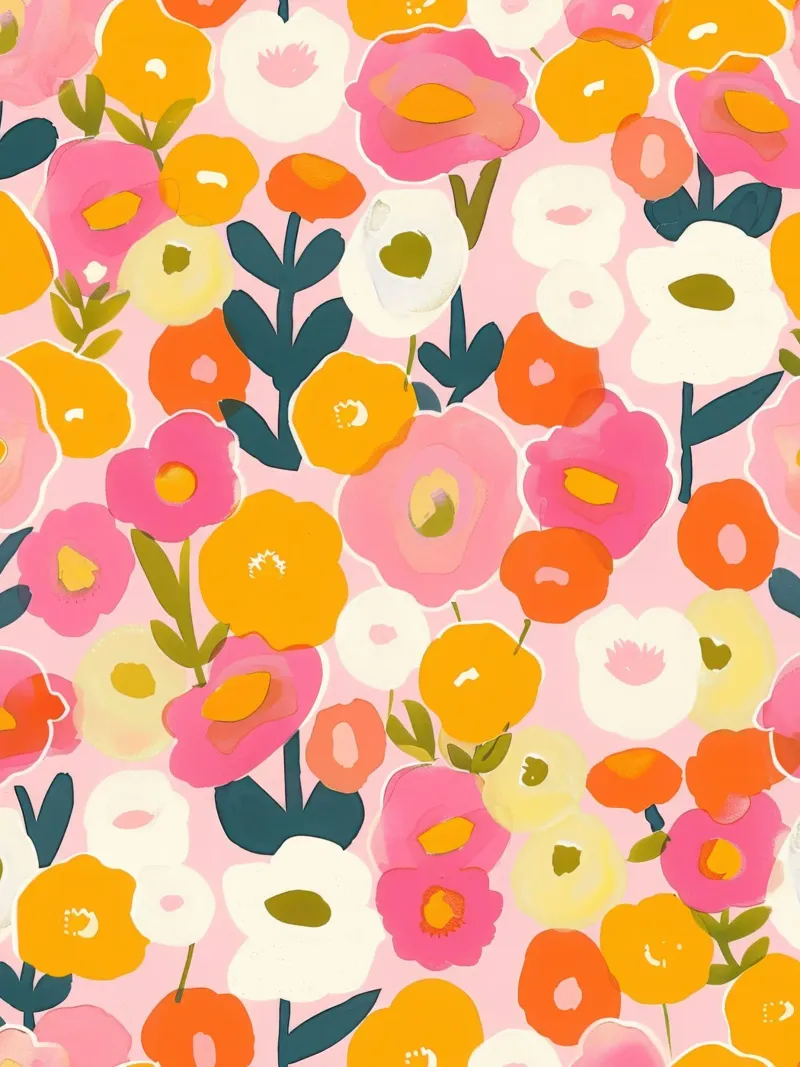 Kleurrijke Boho Papaver Tuin Botanisch Bloemen Abstract Bloemen canvas van Gentle Echoes Art