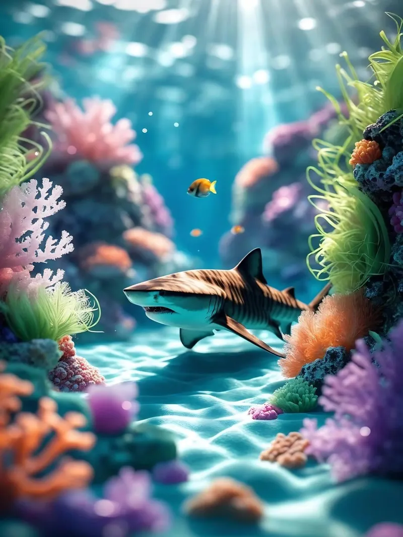 🪸🦈 Tiger Shark | Shadow in the Reef canvas by Trinkets NL Design Studio