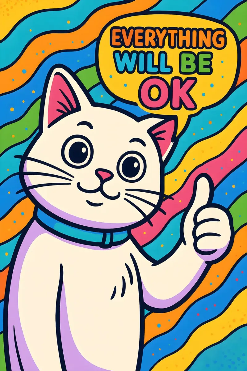 Optimistic Cat Vibes canvas by MakArena