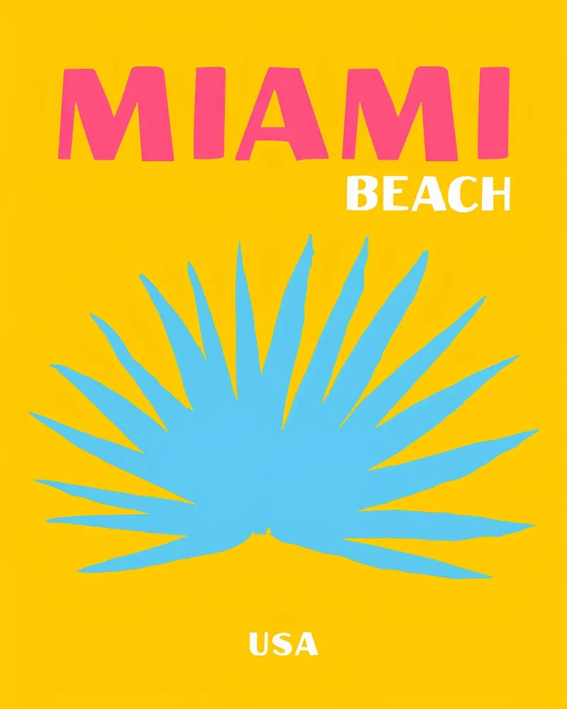 Miami Beach Vibes: Retro Palm, Pop Art Reisposter hahnemühle van NorwesClub