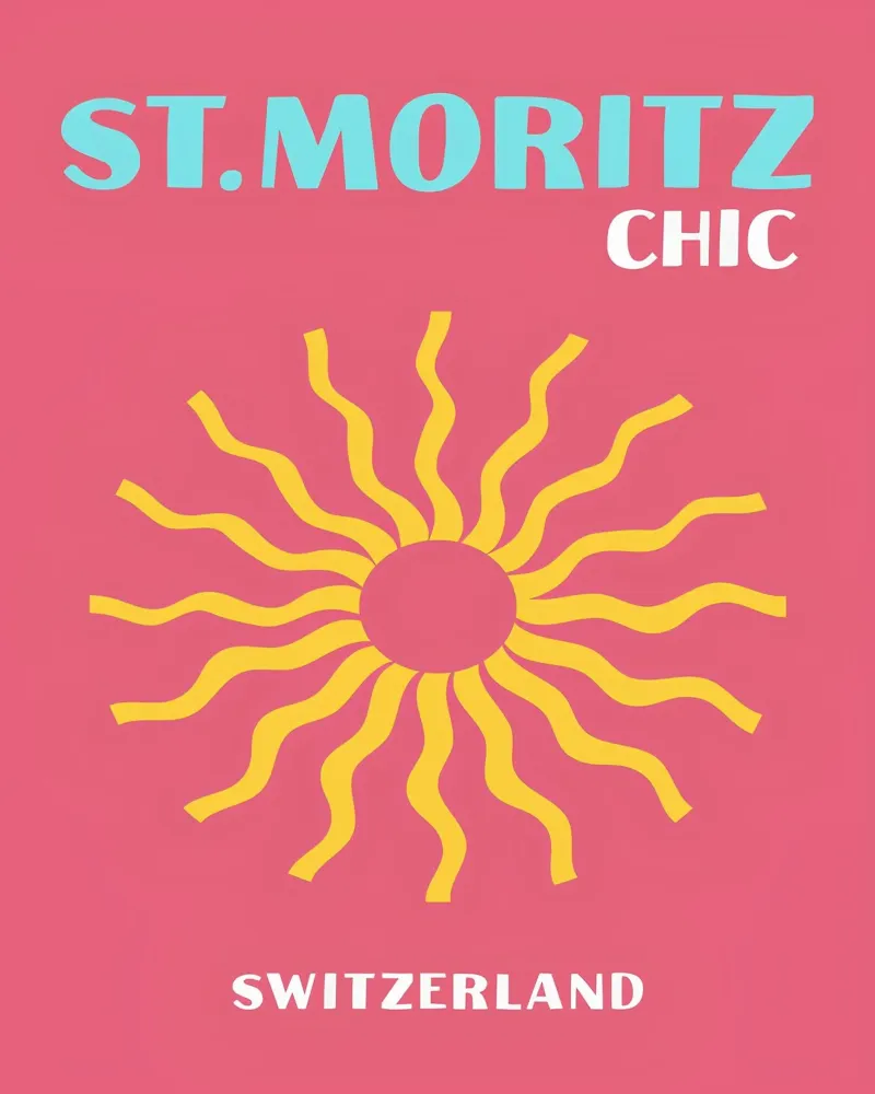 St. Moritz Chic: Sole retrò, viaggi in Svizzera e Pop Art pellicola backlit da NorwesClub