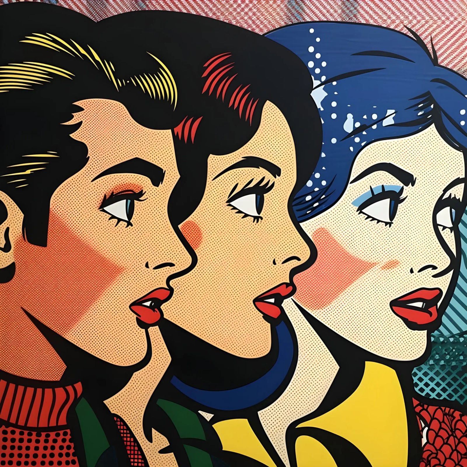 Lichtenstein Trio: Pop Art Faces, Retro Comic Book Print poster by NorwesClub