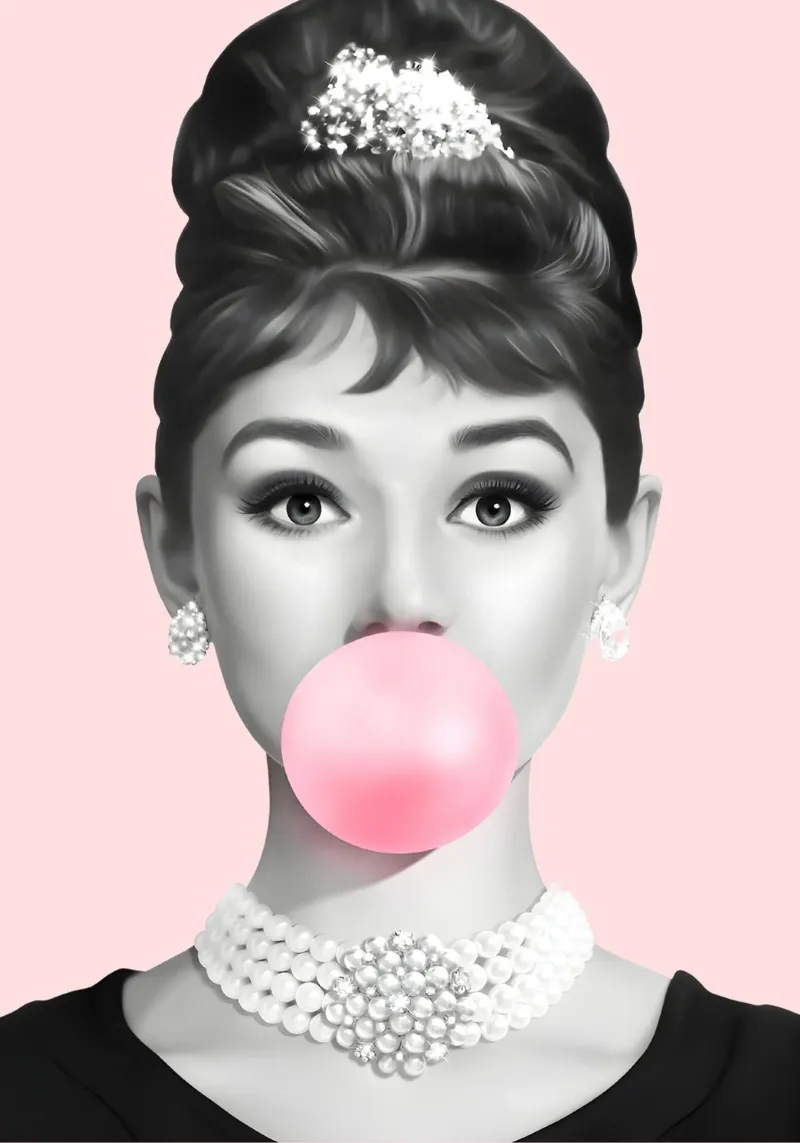 Audrey Pop: il glamour delle gomme da masticare, il ritratto iconico e lo stile retrò pellicola backlit da NorwesClub