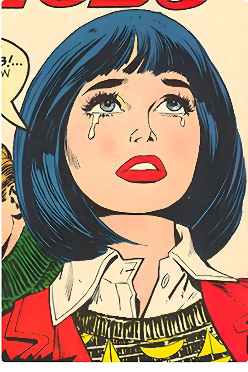 Pianto Pop Art: Fumetto d'epoca, stampa emozionale retrò pellicola backlit da NorwesClub