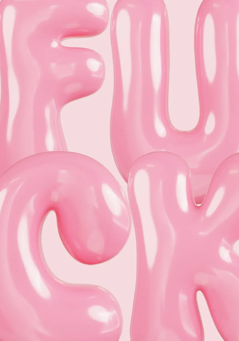 Pink Bubblegum "F***": Gedurfd statement, trendy pop-artprint backlit folie van NorwesClub
