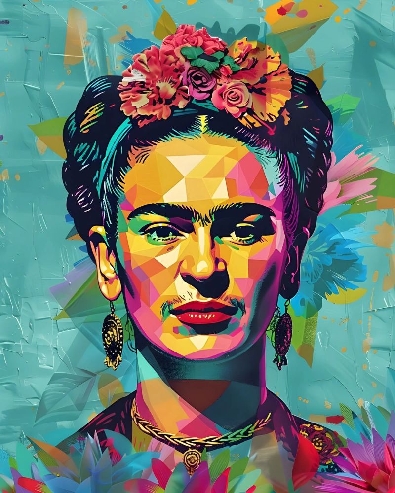 Frida Kahlo Pop: Geometrisches Porträt, lebendige und trendige Kunst Poster von NorwesClub