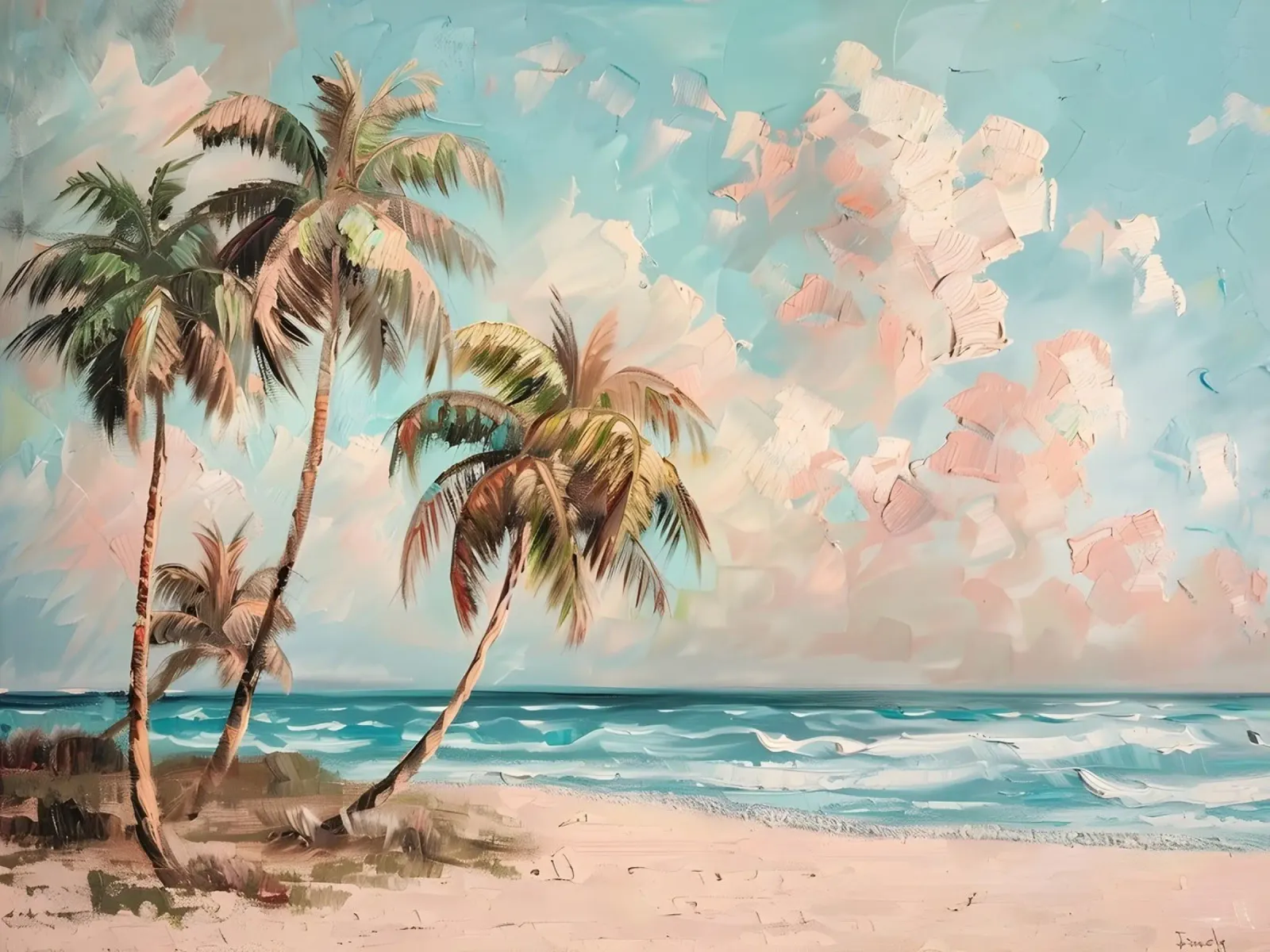 Brezza tropicale: Scena espressiva sulla spiaggia, palme e oceano pellicola backlit da NorwesClub