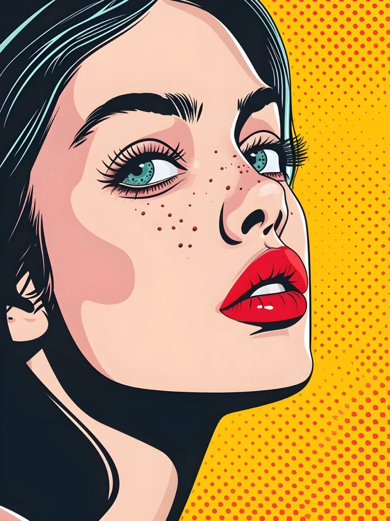 Striking Gaze: Pop Art Portrait, Comic Book Style & Trendy acrylic glass by NorwesClub