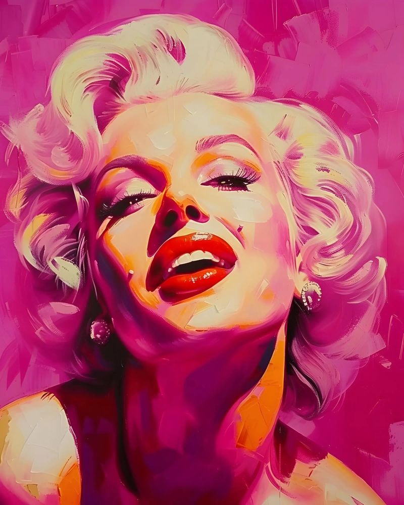 Marilyn Glow: Ausdrucksstarke Pop-Art, ikonisches Porträt und rosa Farbton Poster von NorwesClub