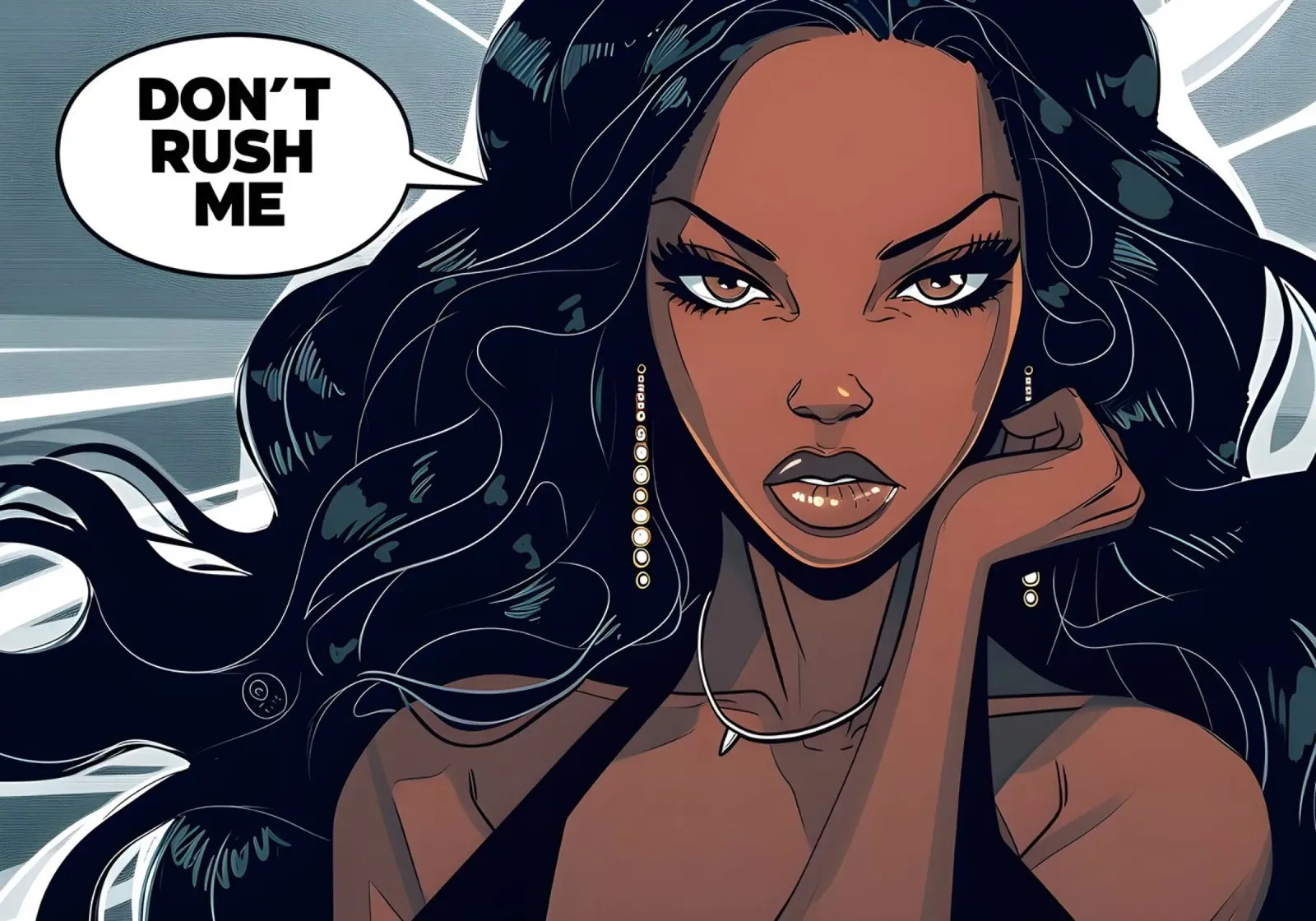 Fierce Pop: arte della donna del fumetto "Non mettermi fretta poster con telaio in plastica da NorwesClub