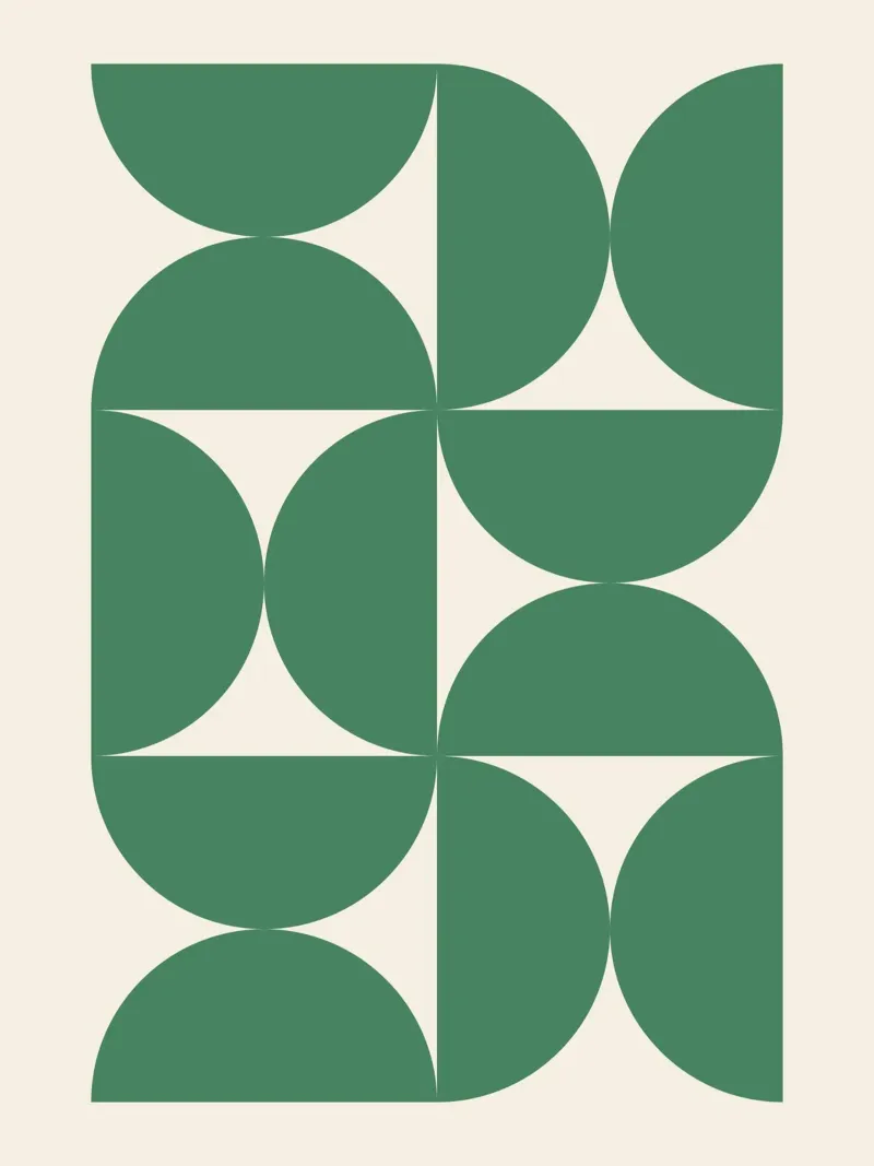 Bauhuas Green Semi-Circles Pattern hahnemühle by Paigaam Studio