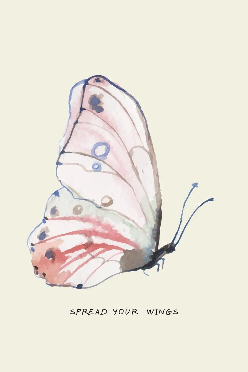 spread your wings poster met aluminium frame van AESTHETIC VIBES by Isabel