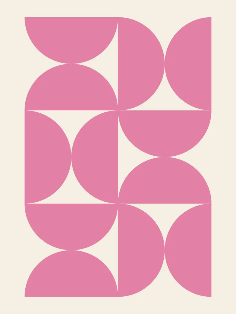 Bauhaus Pink Semi Circles Pattern hahnemühle by Paigaam Studio