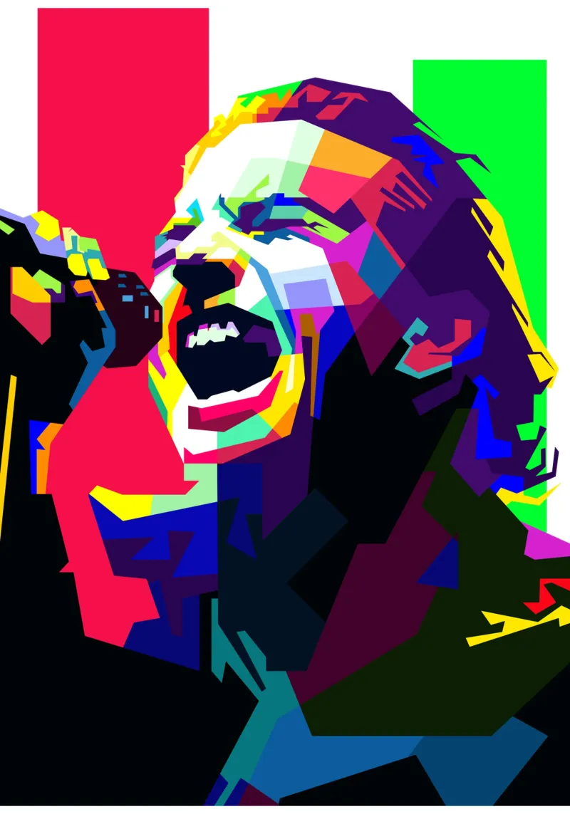 Eddie Vedder cantante grunge WPAP Trending Now poster con telaio in alluminio da Artkreator
