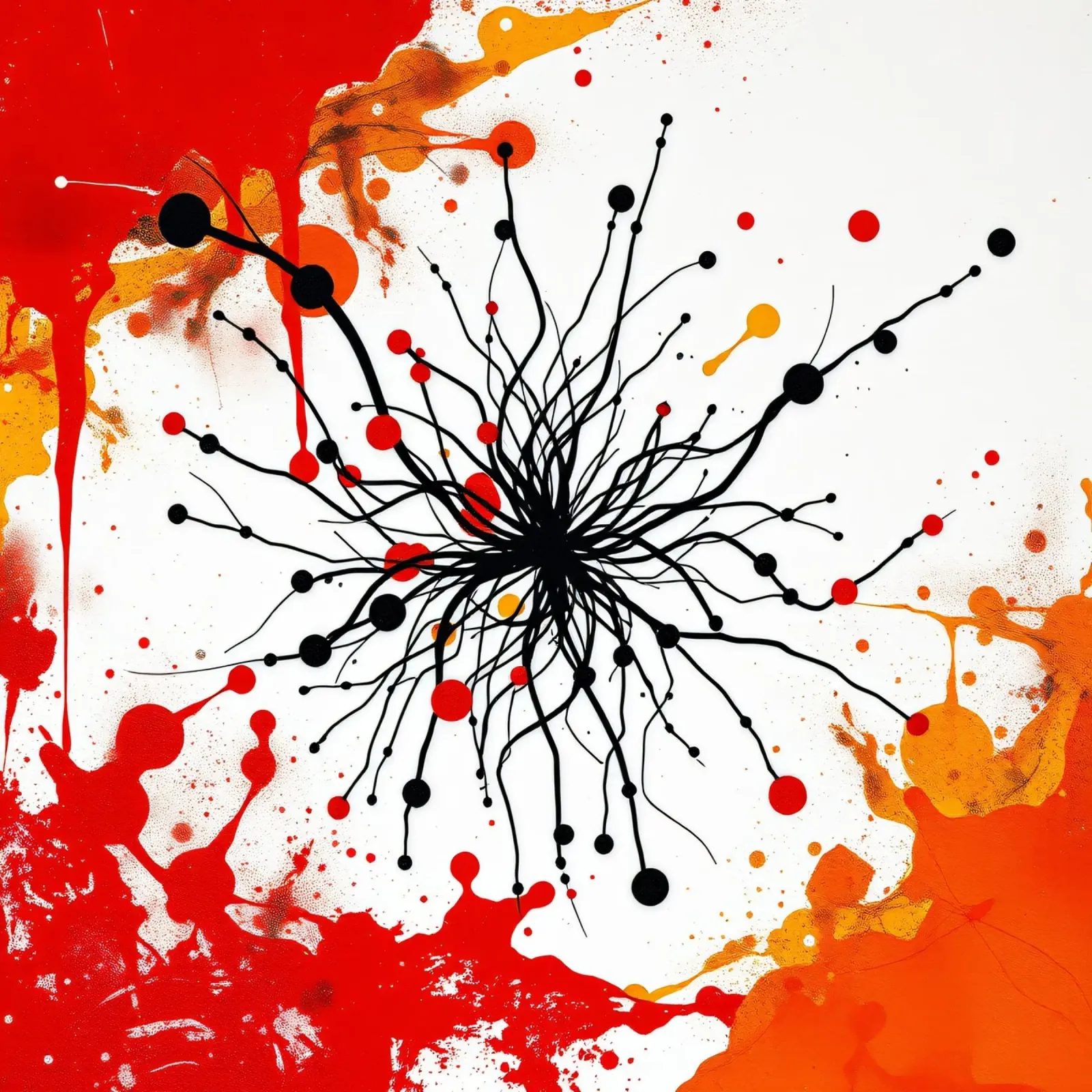 Arte astratta con linee nere e spruzzi colorati pellicola backlit da DesignDoodle