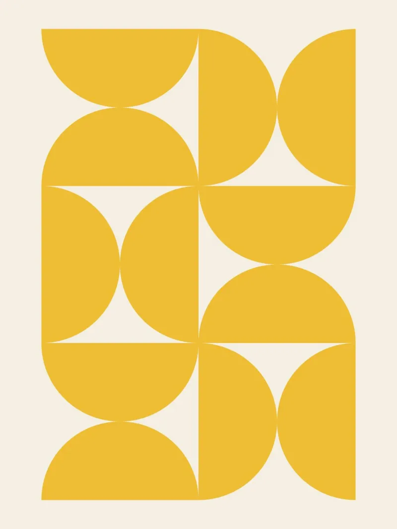 Motif Bauhaus jaune en demi-cercles hahnemühle de Paigaam Studio