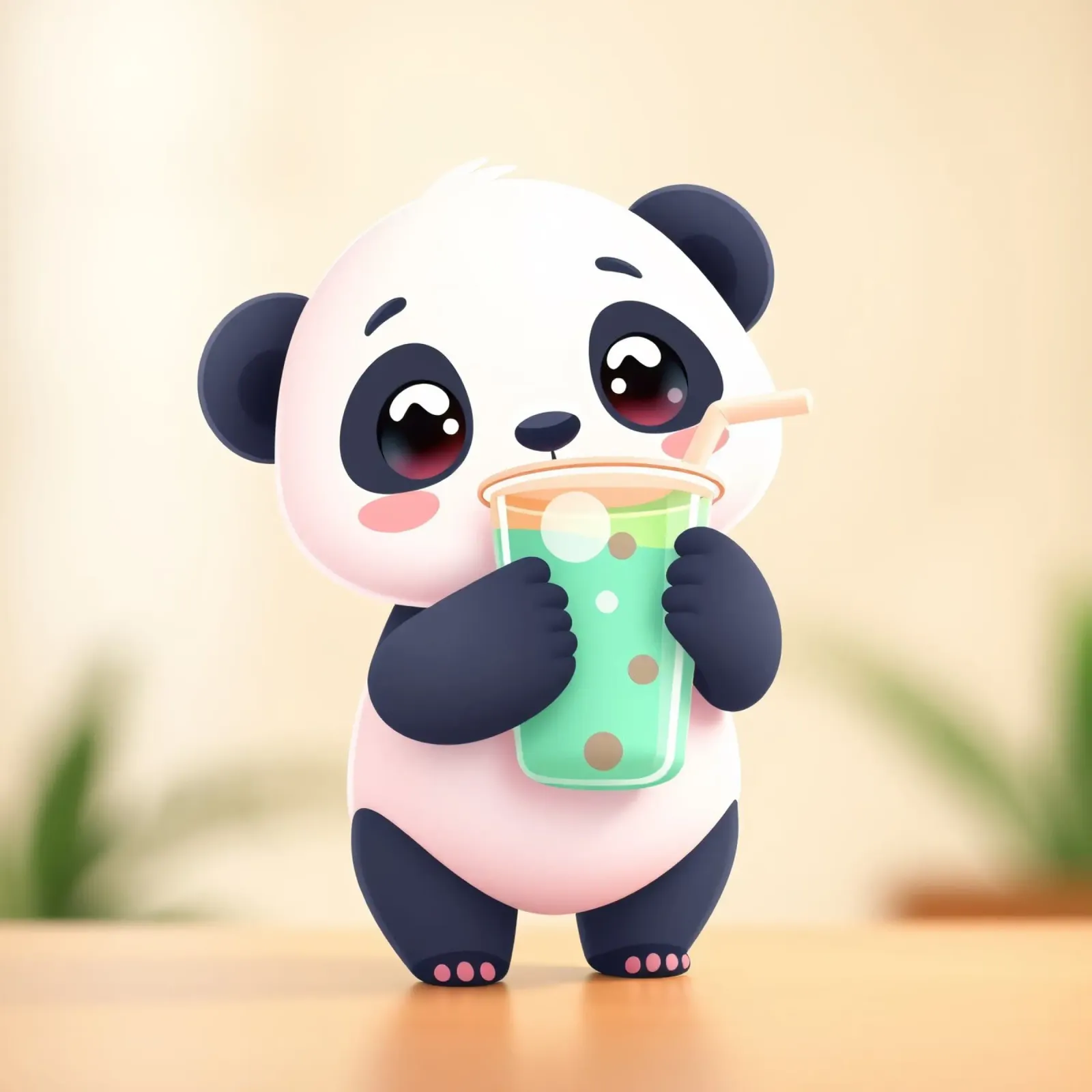 Mignon panda dégustant une boisson colorée hahnemühle de DesignDoodle