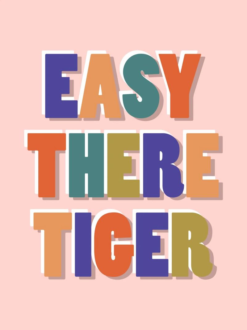 Easy There Tiger – Retro Fun Lettering Print poster by showmemars