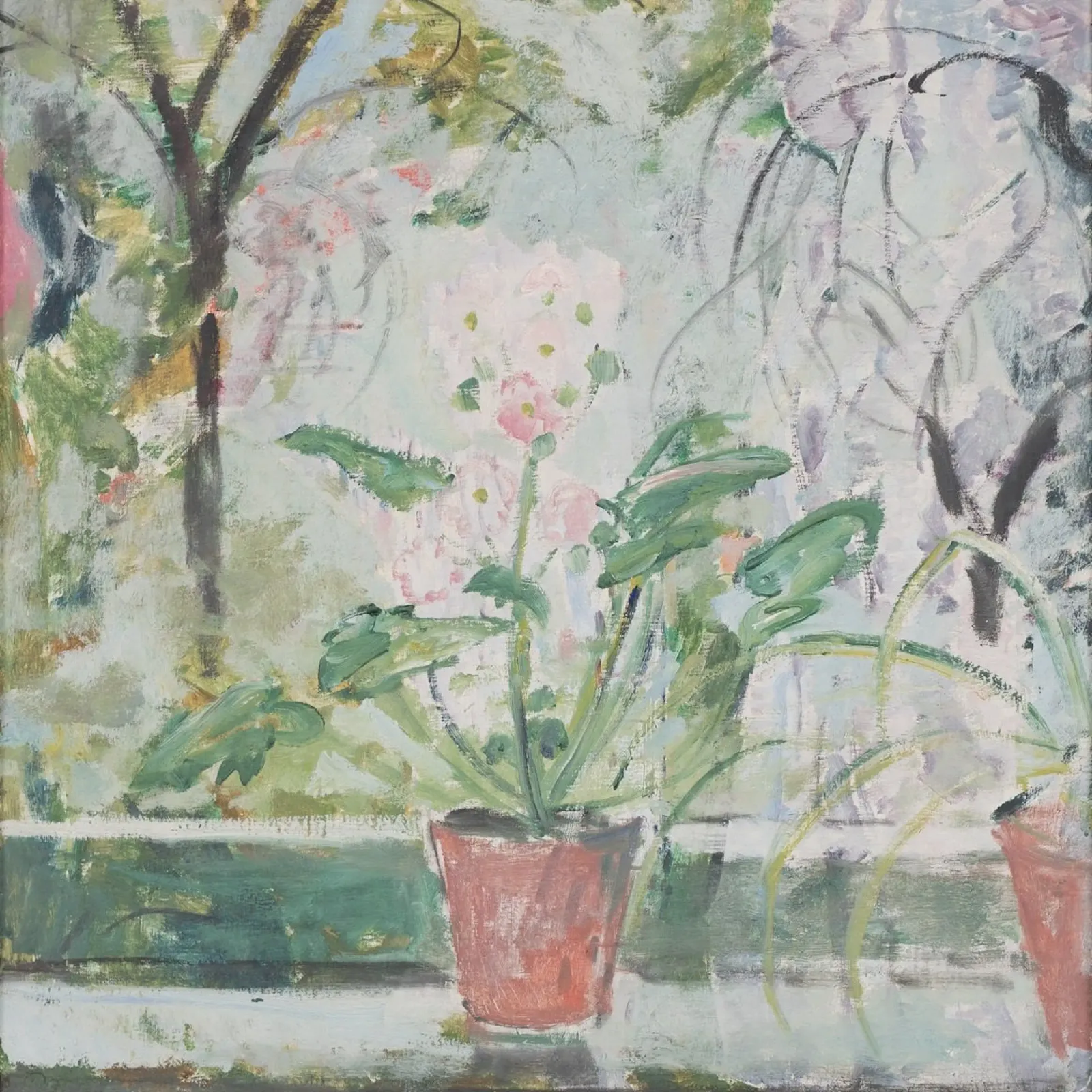 Blume am Fenster (Oskar Moll) tela con Cornice a cassetta da Second Canvas