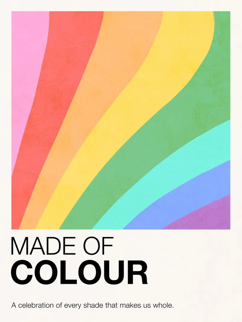 MADE OF COLOUR - Pride Swatch Rainbow Art Print poster con marco de plástico de Dominique Vari