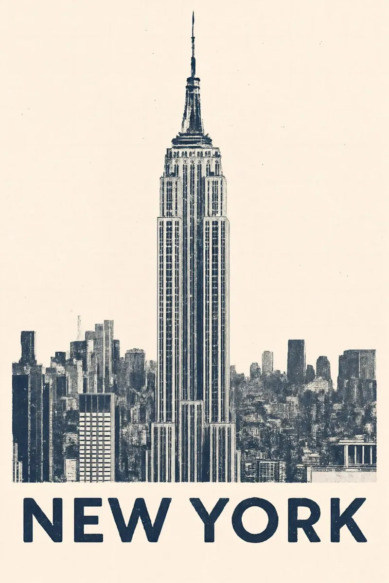 New York – Empire View - Linocut Series pellicola backlit da Studio Mooodz