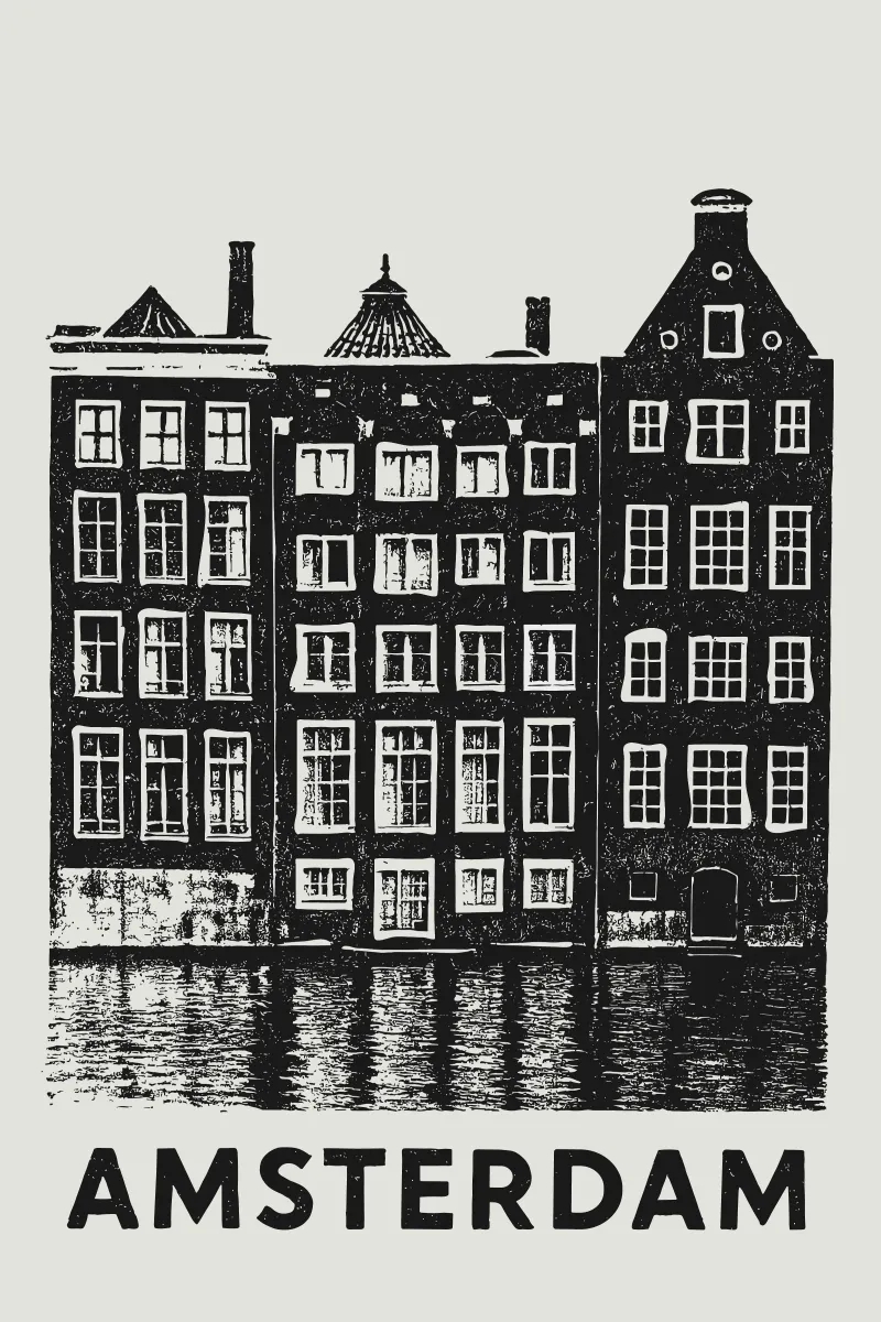 Amsterdam - Dutch Blockprint pellicola backlit da Studio Mooodz
