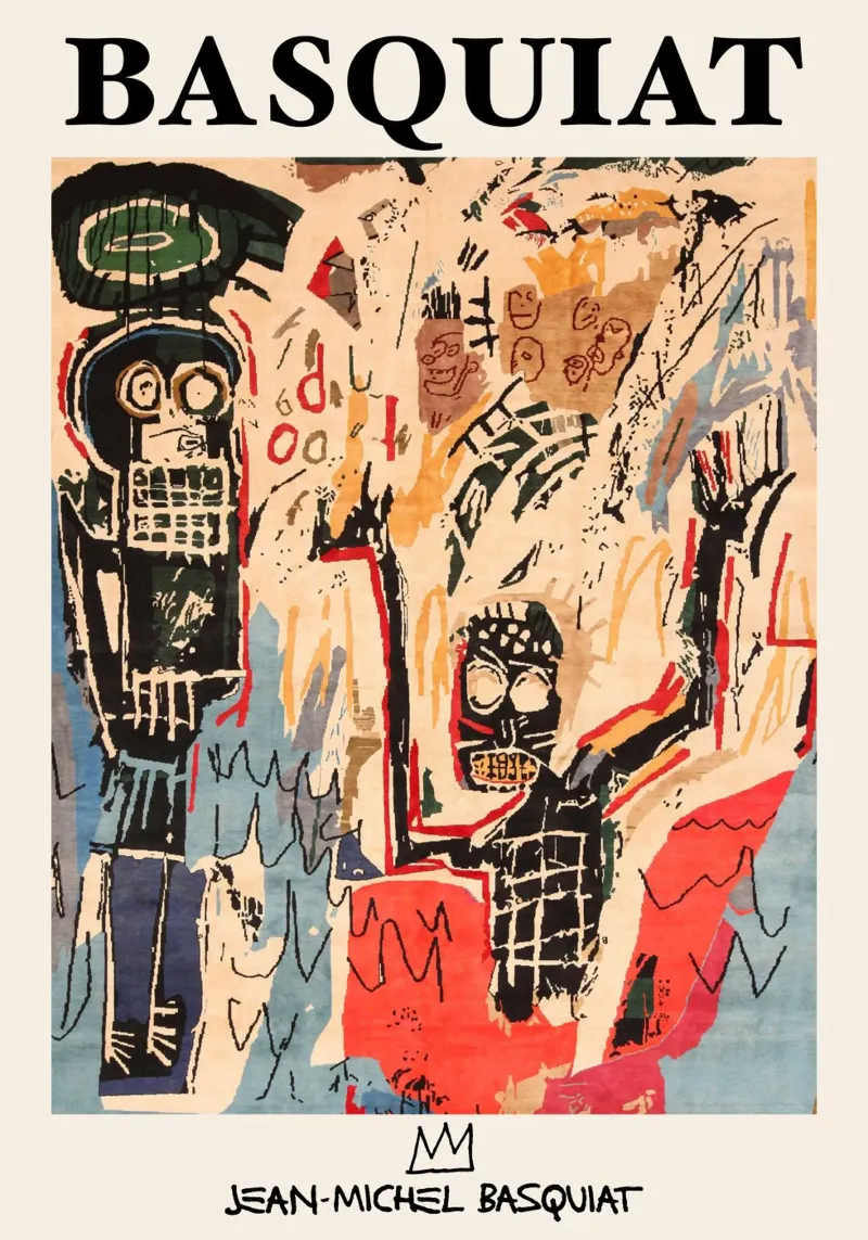 Basquiat "Two Figures" Neo-Expressionist Urban Energy Poster canvas with Floater frame by NorwesClub