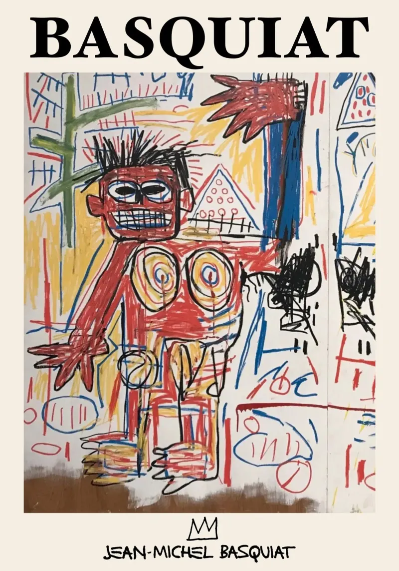 Basquiat "Figura rossa" Icona di potenza cruda neo-espressionista pellicola backlit da NorwesClub